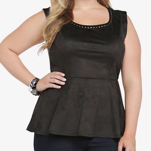 Torrid Studded Faux Suede Peplum Top 3X